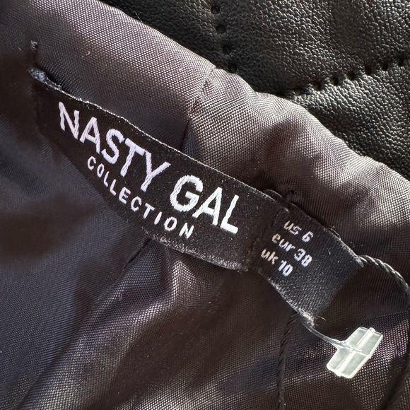 Nasty Gal Calling It Quits Faux Leather Belted Jacket NWT Women Size 6 (eur 38) - Picture 9 of 9